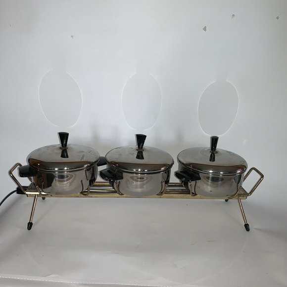 Vintage Farberware Buffet 3 Chafer Server Warmer Stainless Steel Model 383 MCM - Picture 3 of 8
